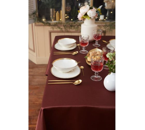 Скатерть Этель "Cozy" 150х250 +/-3 см, цвет шоколад, плотность 192 г/м2, хлопок с ВГМО 6974170