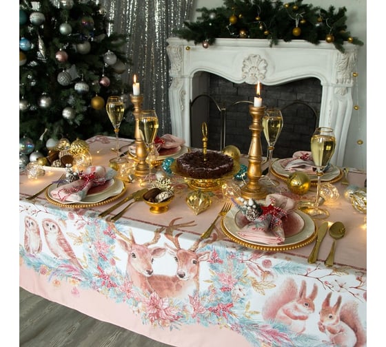 Скатерть Этель "Pink magic" 150x180 см +/-3см с ГМВО, хлопок 100% 4496656