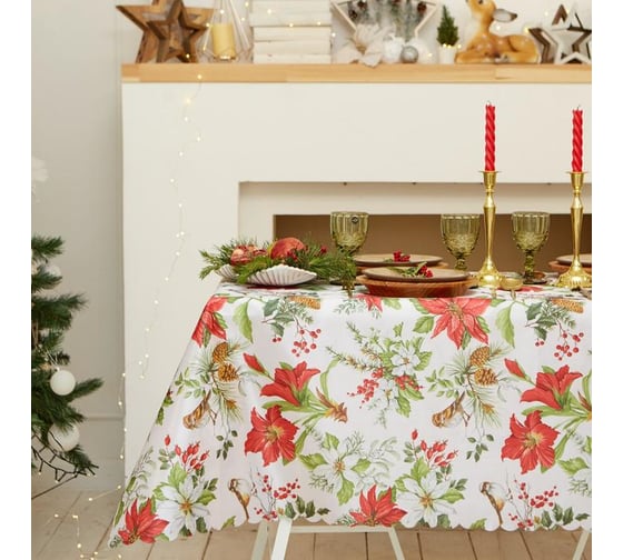 Скатерть Доляна "Украшение к празднику" 145*300 +/- 2 см, 100% п/э 7043423 1