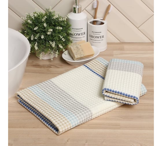 Набор полотенец LoveLife "Waffle" (2шт: 70x140 см, 33x74 см) Вид 2,100% хл, 280 гр/м2 9425814 1