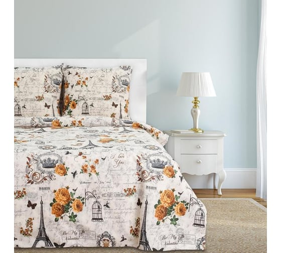 КПБ Этель евро Парижские сезоны 200x217 см, 220x240 см, 70x70 см -2 шт,100% хл, бязь 2961489 1