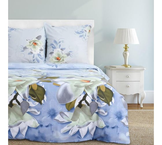 КПБ Этель евро Кувшинки 200x217 см, 220x240 см, 70x70 см -2 шт,100% хл, бязь 3289255