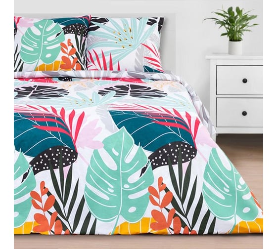 КПБ Этель дуэт Сolored tropics 143x215 см - 2 шт, 220x240 см, 70x70 см -2 шт, бязь 5181611 1