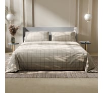 КПБ Этель евро "Клетка" цв. бежевый 200x215, 220x240, 50x70-2 шт, бязь, 125 г/м2 9355726