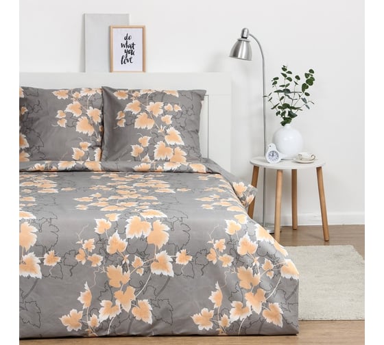 КПБ Экономь и Я евро "Золотые листья" 200x215см,200x215см,70x70см-2 шт, полисатин, 80 г/м² 9622697 1