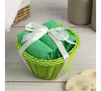 Набор махровых декоративных салфеток Этель "Вид 1" 30x30см-3шт, цв. зеленый, 100%хл 9284788