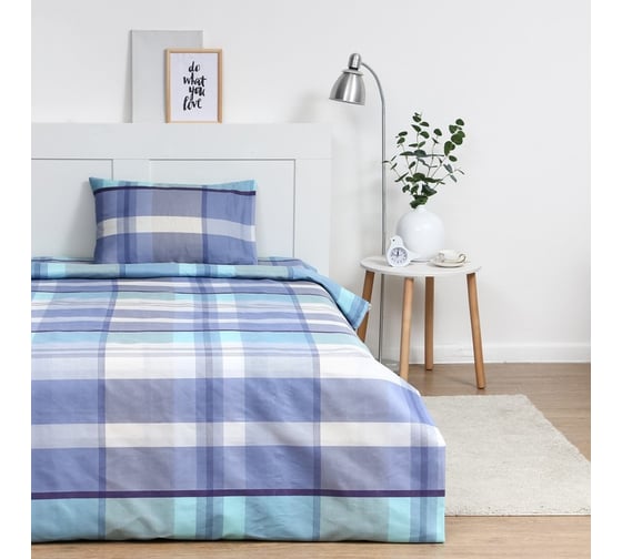 КПБ Экономь и Я 2 сп Blue square 173x215см, 175x214см, 50x70см-2шт, 60г/м2, микрофибра 9627257 1