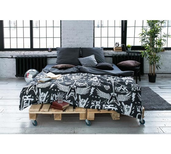 КПБ Этель евро Rock&Roll 200x217 см, 220x240 см, 70x70 см -2 шт,100% хл, бязь 125 г/м2 2968340