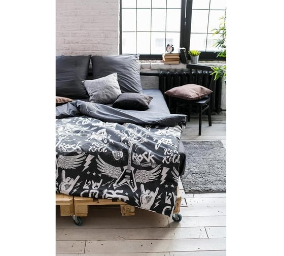 КПБ Этель евро Rock&Roll 200x217 см, 220x240 см, 70x70 см -2 шт,100% хл, бязь 125 г/м2 2968340