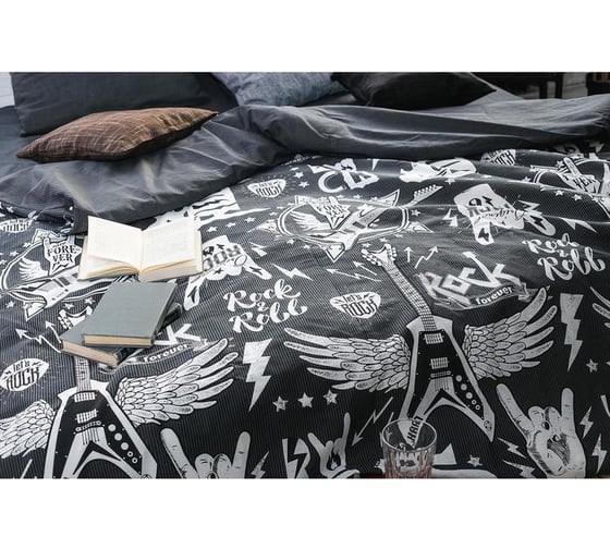 КПБ Этель евро Rock&Roll 200x217 см, 220x240 см, 70x70 см -2 шт,100% хл, бязь 125 г/м2 2968340