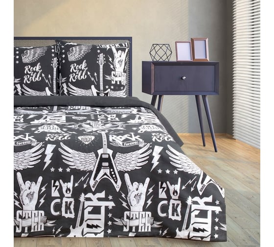 КПБ Этель дуэт Rock&Roll 143x215 см - 2 шт, 220x240 см, 70x70 см -2 шт,100% хл, бязь 2968341