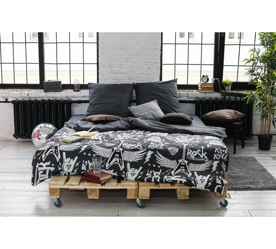 КПБ Этель дуэт Rock&Roll 143x215 см - 2 шт, 220x240 см, 70x70 см -2 шт,100% хл, бязь 2968341