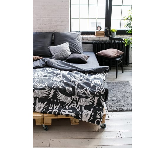КПБ Этель дуэт Rock&Roll 143x215 см - 2 шт, 220x240 см, 70x70 см -2 шт,100% хл, бязь 2968341