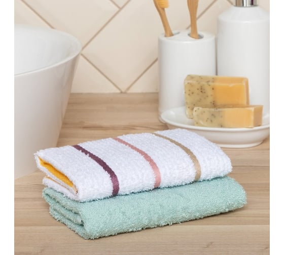 Набор полотенец LoveLife Love Life "Rainbow" 30x50 см - 2шт; св-зеленый, 100% хл, 400 гр/м2 7528471 1