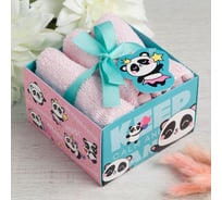 Набор махровых полотенец Этель "Panda" 30x30 см - 3 шт, хлопок 340гр/м2 4671213