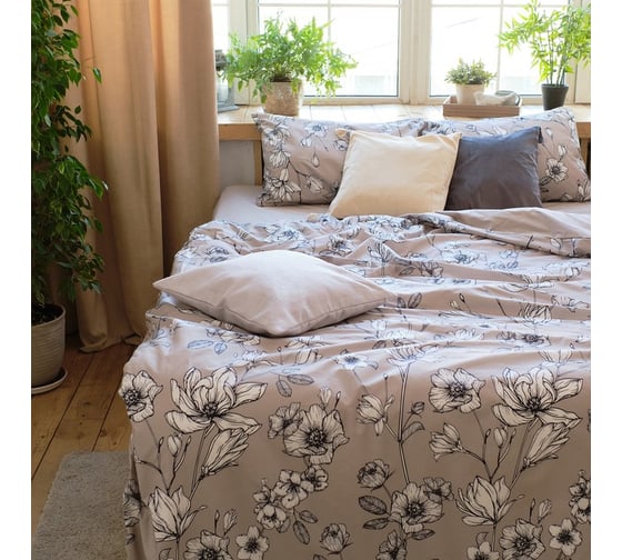 КПБ Этель евро Magnolia пододеяльник 200x217 см,наволочки 50x70 см 2 шт, 100% хл,перк 7690449