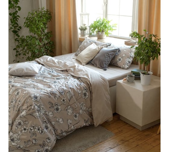 КПБ Этель евро Magnolia пододеяльник 200x217 см,наволочки 50x70 см 2 шт, 100% хл,перк 7690449