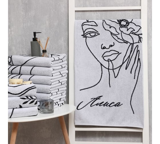 Полотенце махровое Этель "Алиса" 70x130см, 100% хлопок, 420гр/м2 6971495 1
