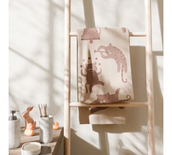 Полотенце махровое Этель "Тигрята в цирке", 70x130 см, 100% хлопок, 420 г/м2 9867005 1