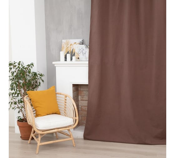 Штора Этель 150x270 см, коричневый, 100% хлопок 7861956 1
