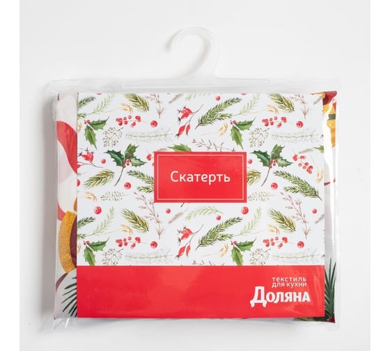 Скатерть Доляна "Новогодние колокольчики" 110*145 +/- 2 см, 100% полиэстер 7043394