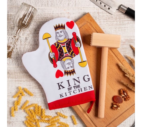 Кухонный набор Доляна "King",варежка-прихватка 20x28см, молоток деревянный 7090110