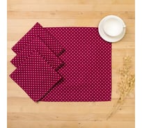 Набор декоративных салфеток Доляна 40x40см 4шт, Горох красный, 100% полиэстер 7668461