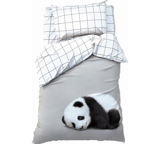 Комплект постельного белья Этель 1,5 сп Funny panda 143x215 см, 150x214 см, 50x70 см -1 шт, 100% хлопок, бязь 7582912 1
