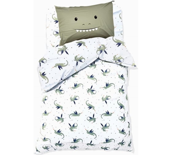 Комплект постельного белья Этель 1,5 Happy dragon 143x215 см, 150x214 см, 50x70 см -1 шт, 100% хлопок, бязь 9910296 1