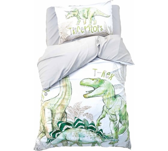 Комплект постельного белья Этель 1,5 сп Dino world 143x215 см, 150x214 см, 50x70 см -1 шт, 100% хлопок, бязь 9935046 1
