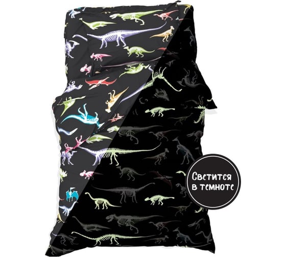 Комплект постельного белья Этель 1,5 сп Dino skeleton 143x215 см, 150x214 см, 50x70 см -1 шт, 100% хлопок, бязь 7599329 1