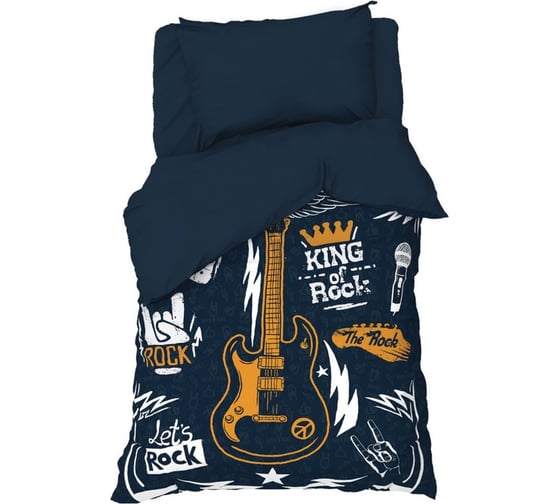 Комплект постельного белья Этель 1,5 сп King of rock 143x215 см, 150x214 см, 50x70 см -1 шт, 100 % хлопокопок, бязь 7582926 1
