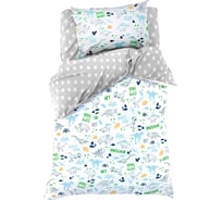 Комплект постельного белья Этель 1,5 сп Hello, Dino 143x215 см, 150x214 см, 50x70 см -1 шт, 100% хлопокопок 4482683