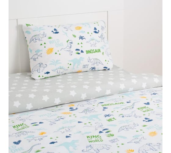 Комплект постельного белья Этель 1,5 сп Hello, Dino 143x215 см, 150x214 см, 50x70 см -1 шт, 100% хлопокопок 4482683