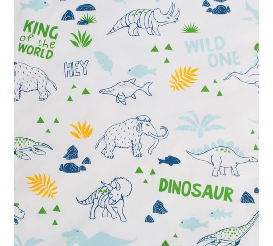 Комплект постельного белья Этель 1,5 сп Hello, Dino 143x215 см, 150x214 см, 50x70 см -1 шт, 100% хлопокопок 4482683