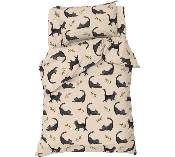 Комплект постельного белья Этель 1,5 сп Little cat 143x215 см, 150x214 см, 50x70 см -1 шт, 100% хлопок, бязь 7582918 1