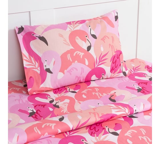 Комплект постельного белья Этель 1,5 сп Flamingo garden 143x215 см, 150x214 см, 50x70 см -1 шт, 100% хлопок, бязь 7599325