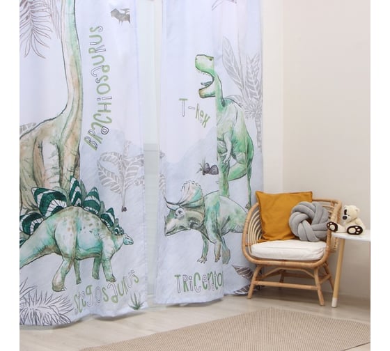Комплект штор Этель Dino world 145x260 см-2 шт, 100% полиэстер, 140 г/м2 10183018