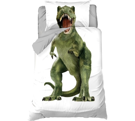 Комплект постельного белья Этель 1,5 сп Green Dino 143x215 см, 150x214 см, 50x70 см -1 шт, 100% хлопок, бязь 4935514