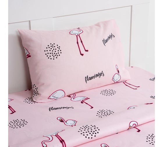 Комплект постельного белья Этель 1,5 сп Flamingos 143x215 см, 150x214 см, 50x70 см -1 шт, 100% хлопок, бязь 7599330