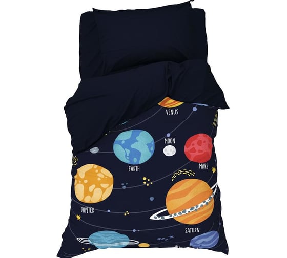 Комплект постельного белья Этель 1,5 сп Planet 143x215 см, 150x214 см, 50x70 см -1 шт, 100% хлопок, бязь 6490691 1