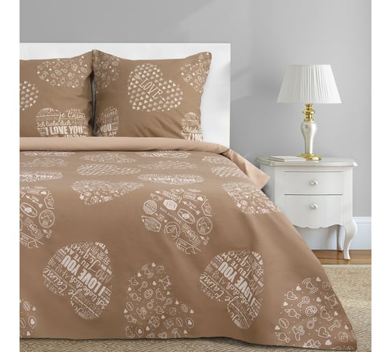 Комплект постельного белья Этель 1.5 сп Te amo (вид 3) 143x215 см,150x214 см, 70x70 - 2 шт, бязь 3988388 1