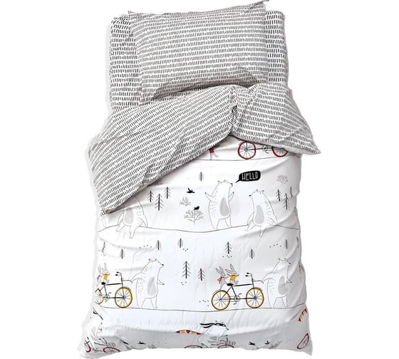 Комплект постельного белья Этель 1.5 сп Brave bear 143x215 см, 150x214 см, 50x70 см -1 шт,100% хлопок, бязь 4855298