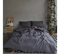 Комплект постельного белья Этель 2 сп 180x210см, 220x240 см,50x70-2шт,цв.темно-серый,100% жатый хлопокопок,140гр/м2 4627803