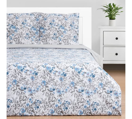 Комплект постельного белья Этель 1,5 сп Фиалки 143x215 см, 150x214 см, 70x70 см 2 шт, бязь, 125 г/м2 9303814 1