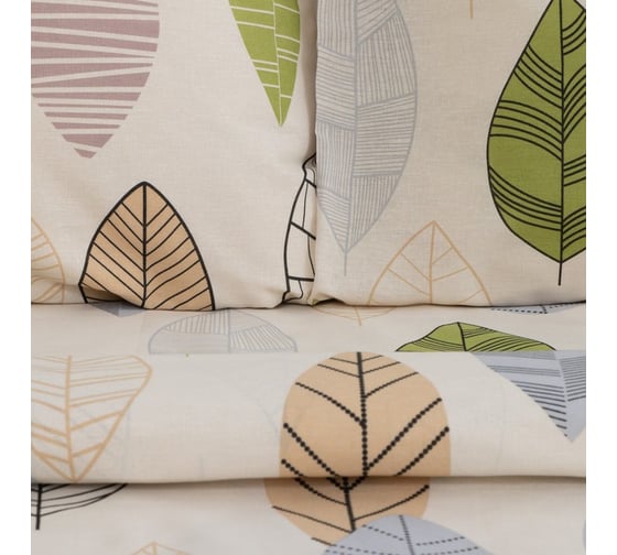 Комплект постельного белья Этель 1.5 сп Foliage 143x215 см, 150x214 см, 70x70 см -2 шт, бязь 7534023