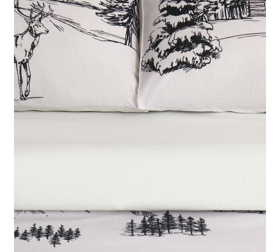Комплект постельного белья Этель 1.5 сп Winter landscape 143x215 см,150x214 см, 50x70 см 2 шт, поплин 9823936
