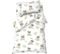 Комплект постельного белья Этель 1,5 сп Мопсы 143x215 см, 150x214 см, 50x70 см -1 шт, 100% хлопок, бязь 7823086