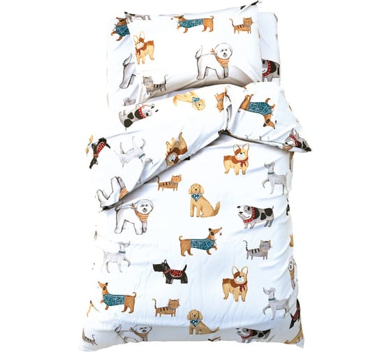 Комплект постельного белья Этель 1.5 сп Dog party, 143x215 см, 150x214 см, 50x70 см -1 шт,100% хлопок, бязь 7115437 1