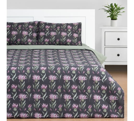 Комплект постельного белья Этель 2 сп "Артишок" 175x215 см, 200x220 см, 50x70 см -2 шт, поплин 9233643